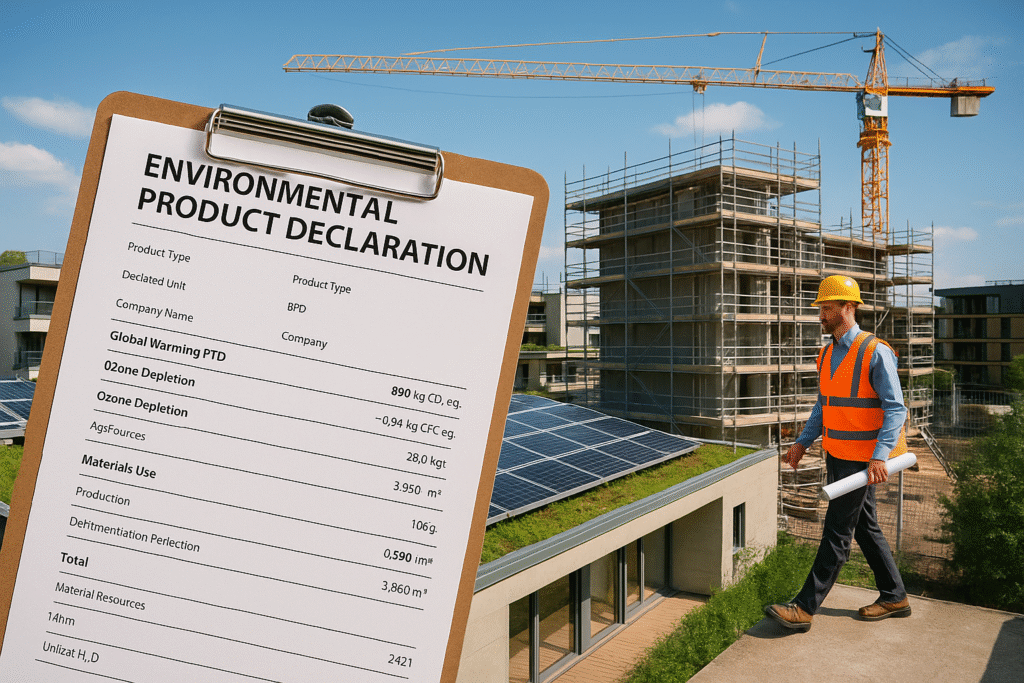 Sustainable construction site in the UK using EPD-certified materials for BREEAM compliance
