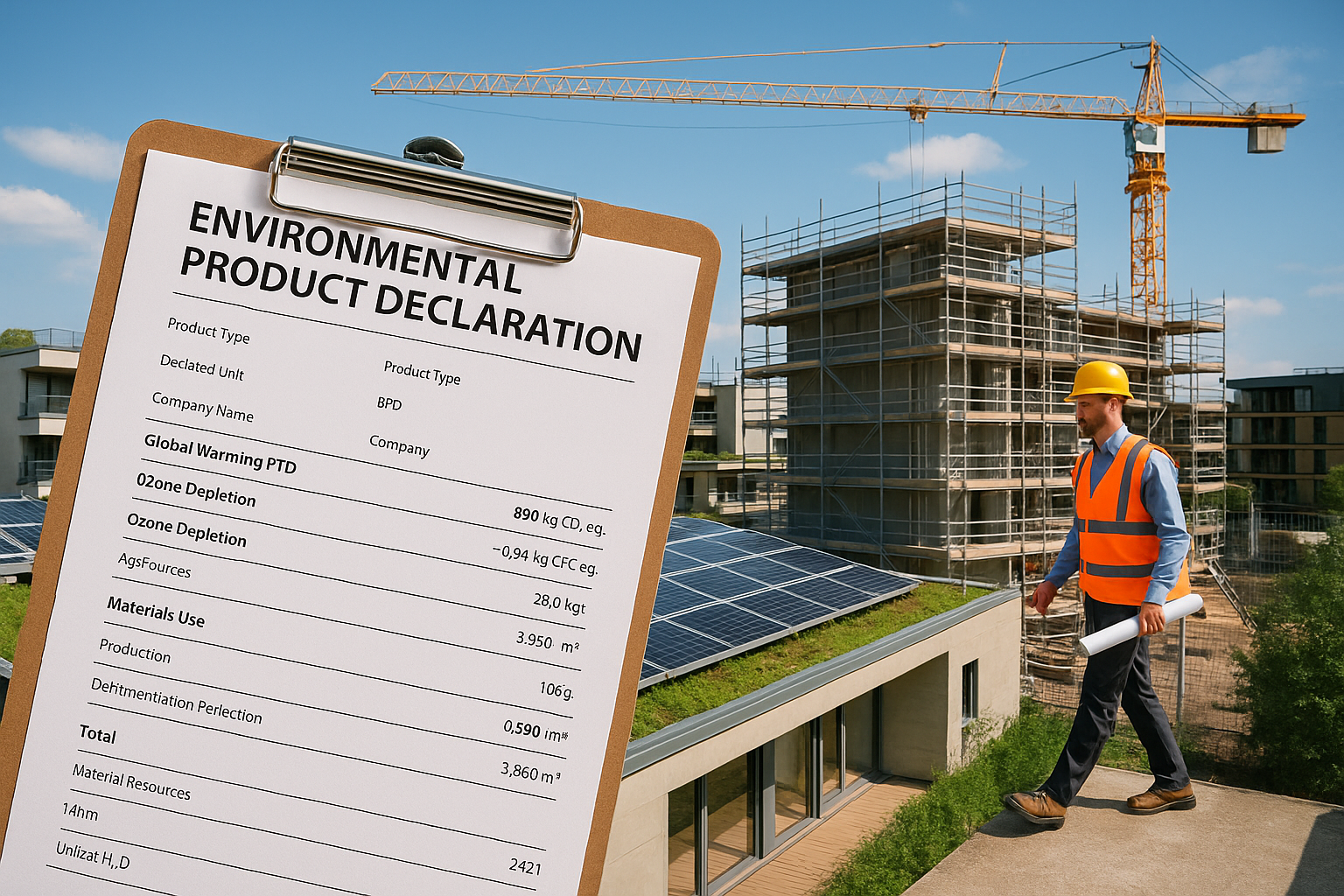 Sustainable construction site in the UK using EPD-certified materials for BREEAM compliance
